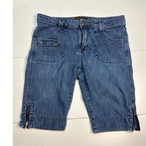 Lee One True Fit Women's Denim Capri Cropped Pants Blue Zipper Detail Size 9/10M